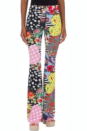 Moschino Patchwork Print Flare Trousers Multicolor