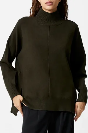 French Connection Babysoft High Neck Seam Khaki
