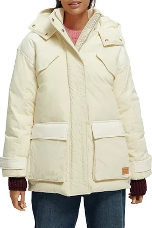 Scotch&Soda Parka In Mixed Qualities With Repreve® Filling Aged White