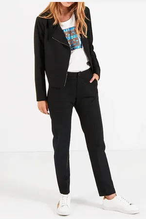 ICODE Black Biker-style Jacket With Blue Check