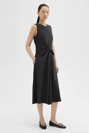 THEORY Twisted Midi Dress Black
