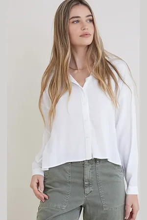 Bella Dahl Long Sleeve High Low Hem Shirt White