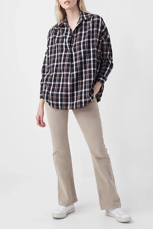 French Connection Panita Org Check Pop Ovr Shirt Medium/dark Check Mx