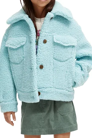 Scotch&Soda Boxy-fit Bonded Teddy Trucker Jacket Acoustic Blue