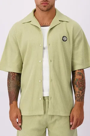 Black Bananas Monogram Waffle Shirt Green