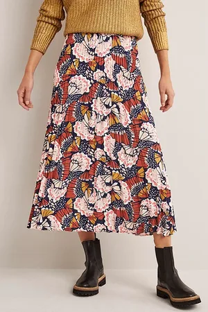 Boden Pleated Crepe Midi Skirt Mpt
