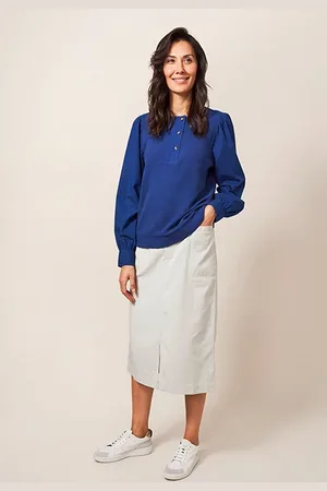 White Stuff Penny Midi Skirt Mid Grey