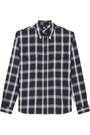 The Kooples Chemise Manches Longues Et Poches A Carreaux Navy Ecru