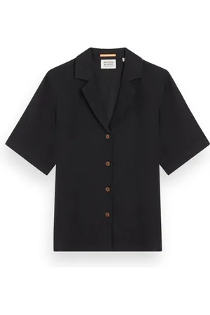 Scotch&Soda Camp Shirt In Linen Black