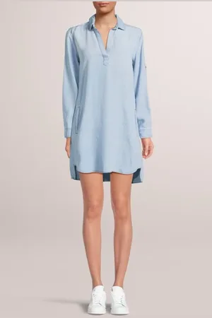 Bella Dahl Long Sleeve A-line Dress Caribbean Wash