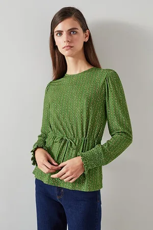 LK Bennett Tj Ellie Jersey Print Top Green
