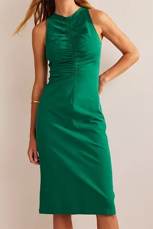 Boden Racer Jersey Midi Dress Bright Emerald