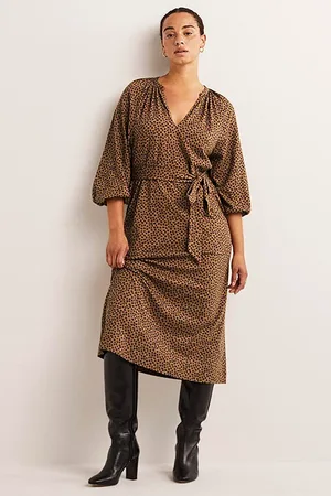 Boden Notch Neck Jersey Midi Dress Brn