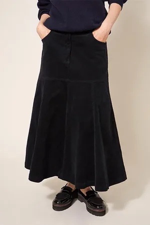 White Stuff Quinn Cord Skirt Pure Black