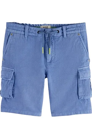 Scotch&Soda Garment-dyed Cotton Linen Cargo Shorts Cornflower