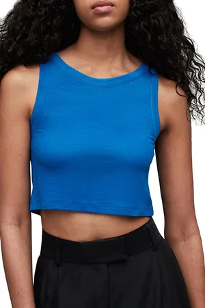 AllSaints Rina Cropped Tank Deep Ocean Blue