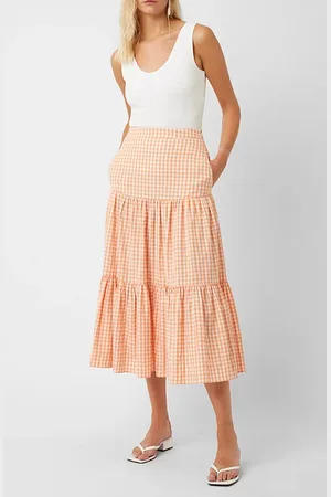 French Connection Classic Gingham Tie Midi Skrt Orange