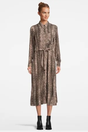 Sandwich Dress Woven Long Sleeves Humus