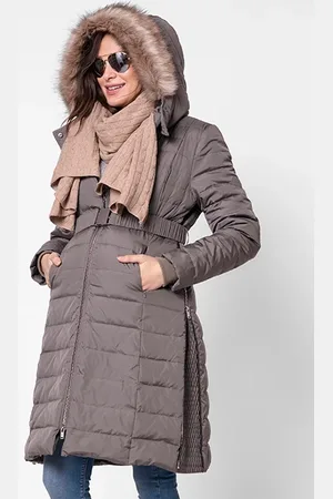 Séraphine Down Fill Maternity Coat Taupe