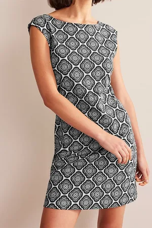 Boden Sleeveless Jersey Shift Dress Black, Botanic Blush