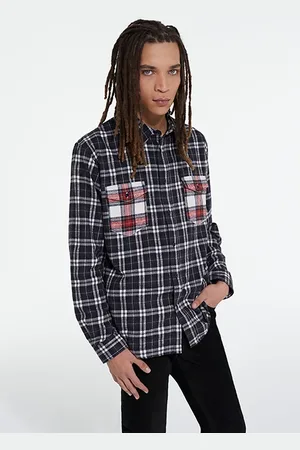 The Kooples Chemise Droite A Carreaux Poches Contrastees Black