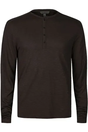 John Varvatos Danville Regular Fit Ls Henley With Plac Espresso