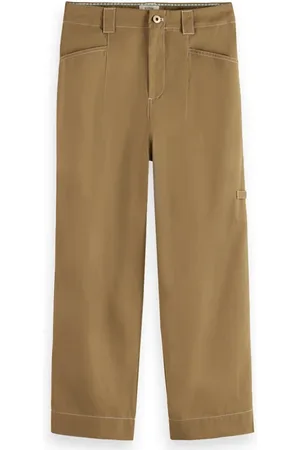 Scotch&Soda Liv - High Rise Straight Leg Washed Cotton Trousers Coconut