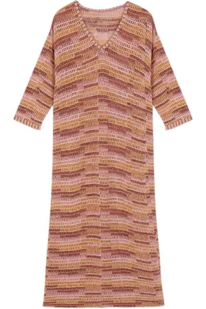 SCALPERS Crochet Multicolor Dress Terracotta