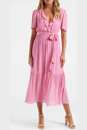 Forever New Tobi Ruffle Midi Dress Taffy Pink