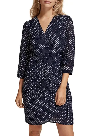 Scotch&Soda Mini Wrap Dress Polka Navy Blue