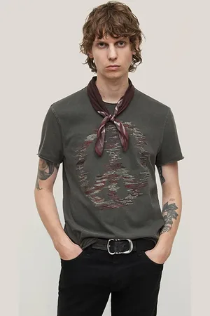 John Varvatos Ss Raw Edge Tee - Distorted Peace Black