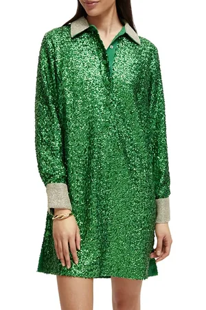 Scotch&Soda Sequin Mini Dress Green Light