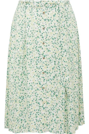 Forever New Ainsley Curve Button Through Midi Skirt Riviera Ditsy