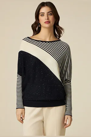 Oltre Combo Sweater With Tiny Sequins