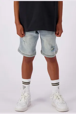 Black Bananas Jr. Straight Fit Denim Shorts Light Blue