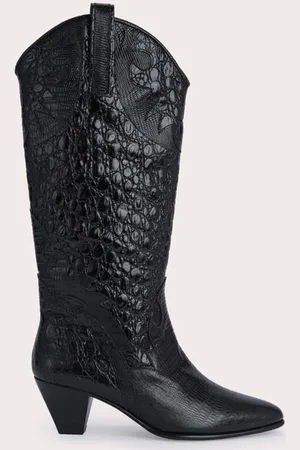 By Far Melvin Black Croco Lizard Leather Black