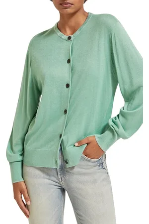 Scotch&Soda Jacquard Trim Crew Neck Cardigan Frozen Mint