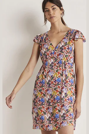 Boden Grace Flutter Sleeve Dress Pnk
