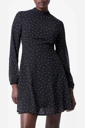 French Connection Spot Georgette Dress Black