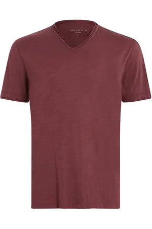 John Varvatos Miles Short Sleeve Slub V-neck With Cut Oxblood