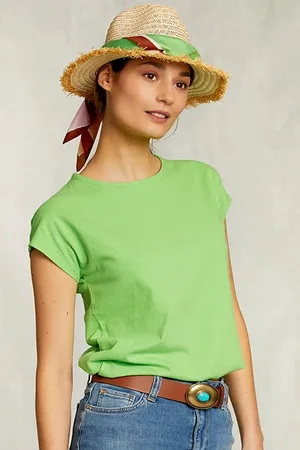 River Woods Green Cotton Sleeveless T-shirt Green