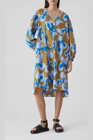 Closed Puff Sleeve Dresses Oceanic Blue