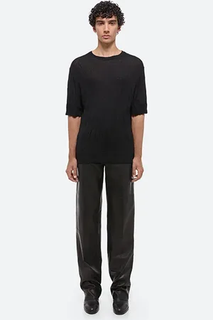 Helmut Lang Crush Knt Ss Tee Merino Wool, Polyurethane, Polyester Black