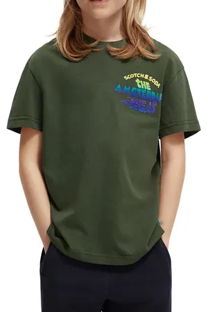 Scotch&Soda Skate Fit Artwork T-shirt In Organic Cotton Forest Green