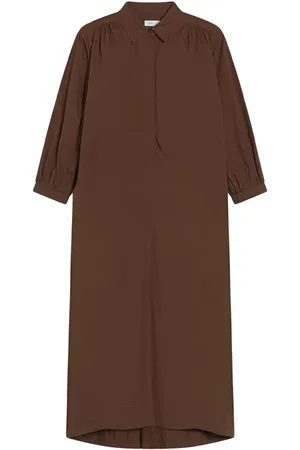 Closed Gathered Shirt Dress Brazil Nut