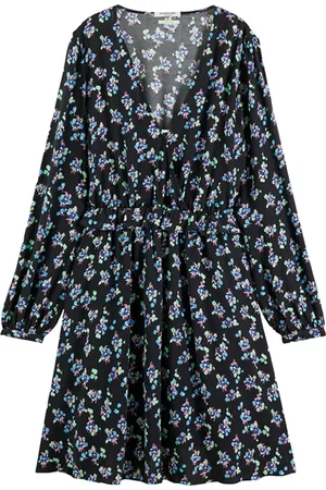 Scotch&Soda Elasticated Waist Mini Dress Pansy Ikat Black