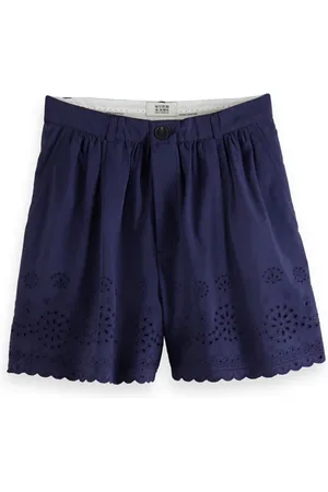 Scotch&Soda Embroidered Shorts In Organic Cotton Navy