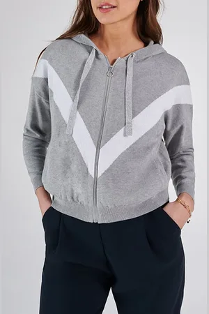 ICODE Grey Knit Xl Chevron Hooded Cardigan