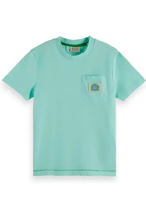 Scotch&Soda Relaxed-fit Short-sleeved Artwork Cotton Linen T-shirt Mint