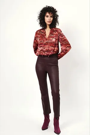 Dante 6 Nome Crp Flare Leather Pants Red Marlot